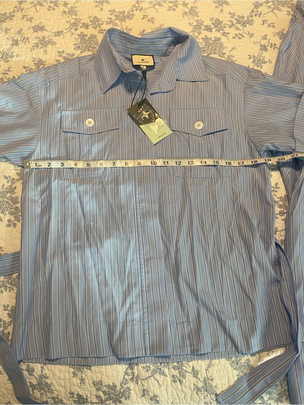 Tuckernuck Ava Jacket and Matching Evelyn Skirt Cornflower Blue Striped Size S - Picture 5 of 12